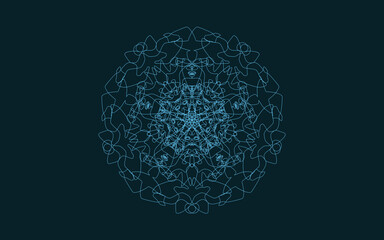 blue grafic ornamental round lace doily