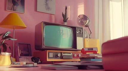 retro aesthetics from the '90s Modern Nostalgia Concept with Vintage Television