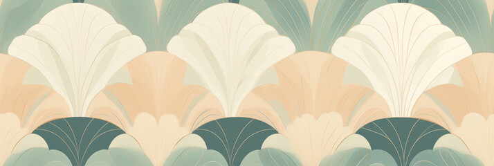 Victorian Paper Style Pattern: Art Deco scallop in soft earth tones