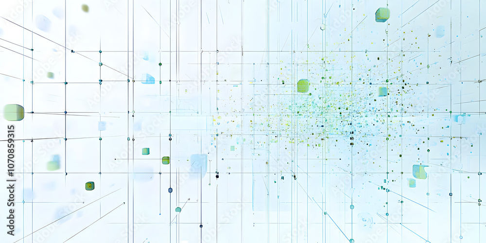 Poster digital matrix: abstract data stream. a mesmerizing visualization of interconnectedness and data flo