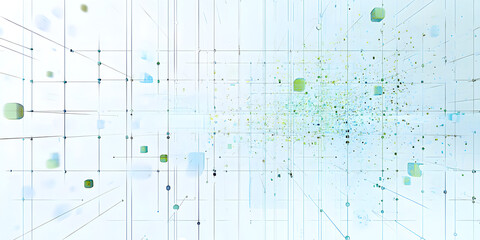 Obraz premium Digital Matrix: Abstract data stream. A mesmerizing visualization of interconnectedness and data flow. Cubes and lines dance in a boundless digital space.