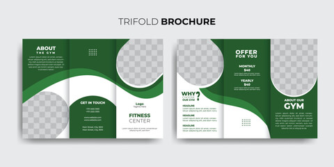 Gym fitness trifold brochure template.