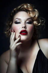 Fototapeta premium portrait of a plus size woman with curly hair