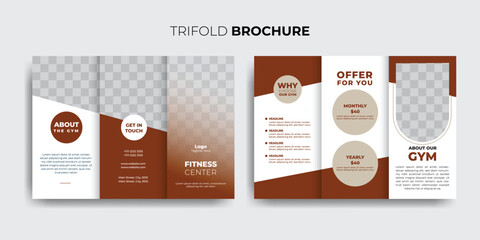 Gym fitness trifold brochure template.