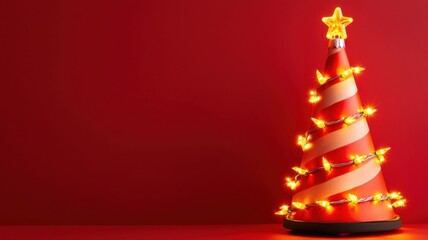 Create a festive atmosphere with a unique christmas tree decoration idea using traffic cones and lights