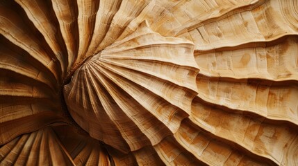 Abstract depiction of a nautilus shell, focusing on its detailed swirl. The shell's natural patterns are beautifully displayed in this art piece.