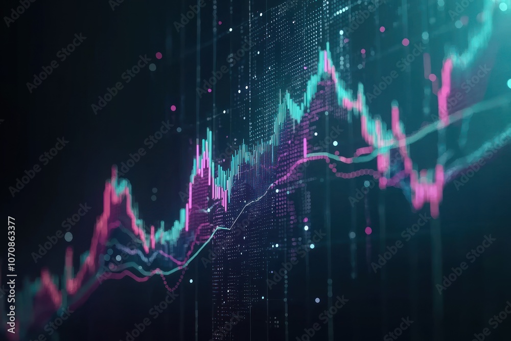 Poster Abstract Digital Data Visualization with Fluctuating Lines and Glowing Dots