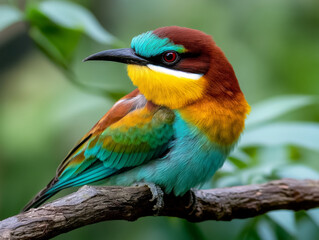 Fototapeta premium Stunning Close-Up of a Colorful Bird Perched on a Branch in Nature's Beauty
