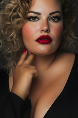 Fototapeta premium portrait of a blonde woman with red lips