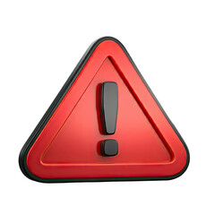 3D red triangle warning sign with an exclamation mark, symbolizing caution, danger, attention, hazard, risk, or error. Represents security and safety. PNG icon illustration. Graphic design element.