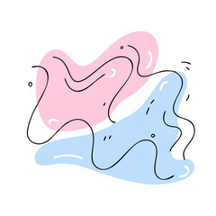 A pink and blue line drawing of two blobs of color. The pink blob is on the left and the blue blob is on the right