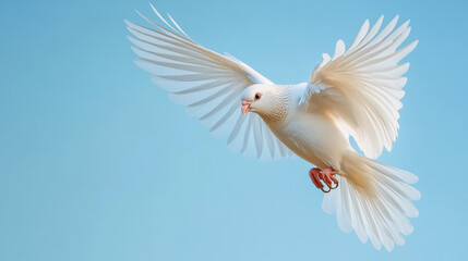 Obraz premium Majestic White Bird in Flight: A Symbol of Peace and Freedom Against a Clear Sky