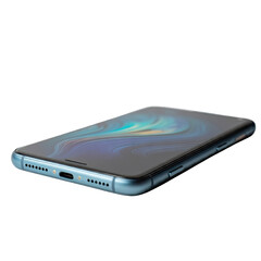 Android cellphone isolated on transparent background, PNG.