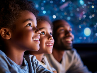Fototapeta premium A Magical Experience: Family Bonding Under the Starry Sky
