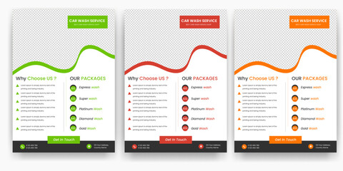 Creative Car Wash Flyer set, Abstract design carwash flyer bundle, Car Detailing, Auto Detailing Flyer, Car Wash poster templates