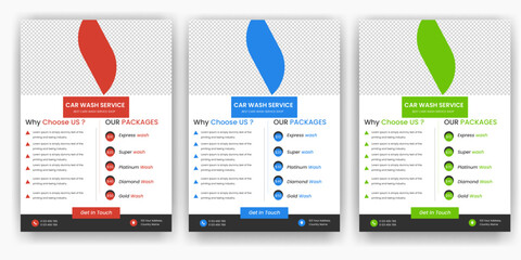 modern car wash car detailing and rental flyer, car service, and price list flyer, automobile car service flyer