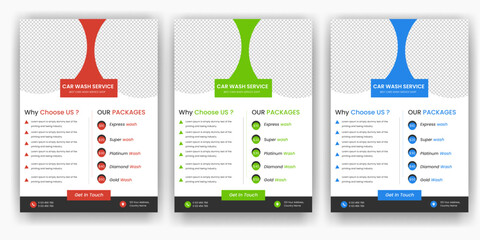 Creative Car Wash Flyer set, Abstract design carwash flyer bundle, Car Detailing, Auto Detailing Flyer, Car Wash poster templates