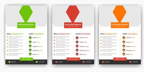 Creative Car Wash Flyer set, Abstract design carwash flyer bundle, Car Detailing, Auto Detailing Flyer, Car Wash poster templates