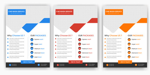 Creative Car Wash Flyer set, Abstract design carwash flyer bundle, Car Detailing, Auto Detailing Flyer, Car Wash poster templates