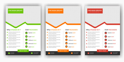 modern car wash car detailing and rental flyer, car service, and price list flyer, automobile car service flyer