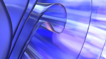 Modern clean minimal 3D render translucent abstract  wave wallpaper background. Shiny curved organic shape layer design element for banners and covers. Wavy transparent glossy glass shader.  