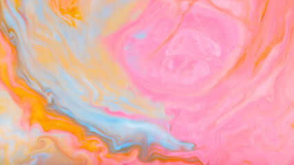 Abstract Fluid Art Background with Vibrant Colored Spots and Stains on Liquid Surface
