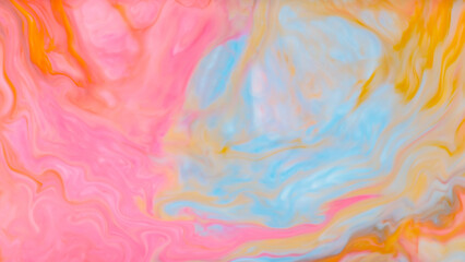 Abstract Fluid Art Background with Vibrant Colored Spots and Stains on Liquid Surface