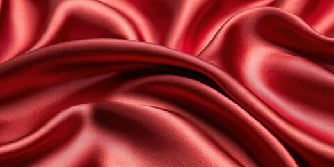 Obraz premium Close-up of Red Satin Fabric Draped and Folded