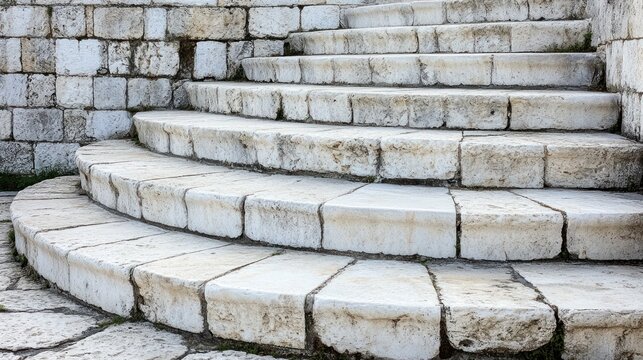 Stone steps leading up to a stone wall.