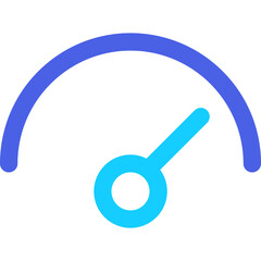 Simple Speedometer Icon Representing Measurement of Performance or Progress in a Clear Blue and Purple Design