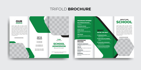 School admission trifold brochure template, Back to school education trifold brochure.