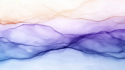 A background of expanding streams of beige and purple watercolor paint forming wavy, calm patterns.