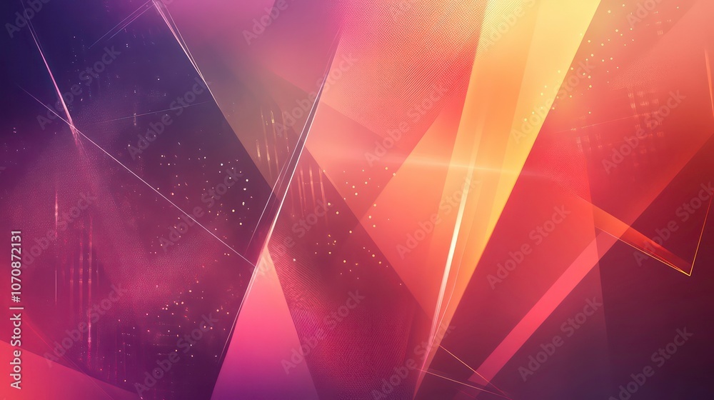 Poster abstract geometric design with vibrant colors and light effects.