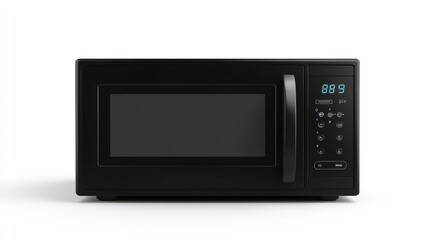 Obraz premium A black microwave oven with a digital display and control panel for cooking food.