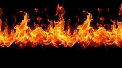 Dynamic flames dancing against a black background, creating an intense visual display