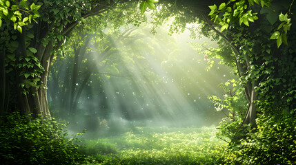 Obraz premium Natural Tree Archway in a Green Forest Woodland 