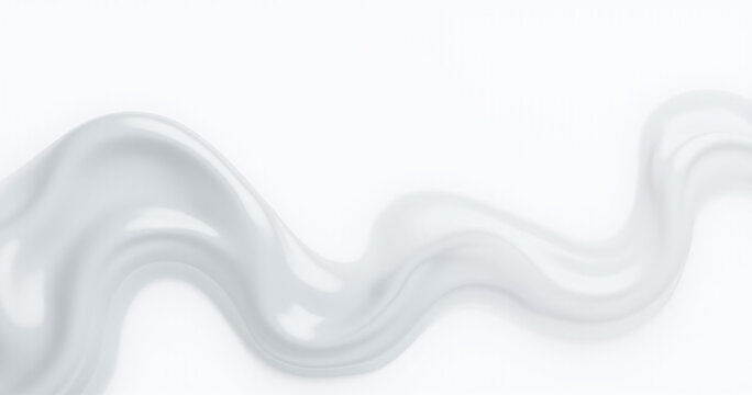 Abstract liquid wavy shapes on a white background create a modern light gray technology inspired space design concept poster layout