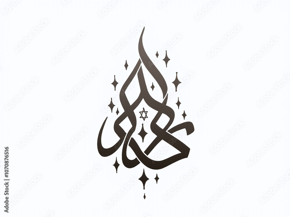 Poster act arabic lettering and islamic typography symbol compositions in intricate arabesque style on a cl