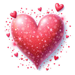Celebrate the joy of love through a radiant heart full of sparkles and charming little hearts, digital illustration of symbolic heart concept.