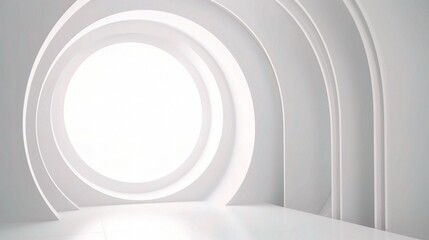 Obraz premium Modern 3D Interior with Soft Curves and Bright Light