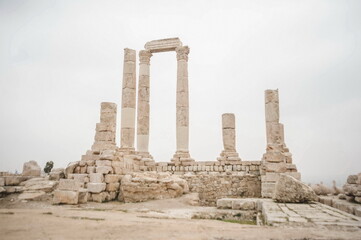 Naklejka premium ruins of ancient roman temple in Amman citadel 
