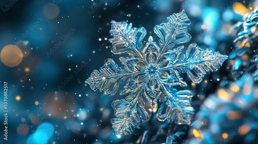 Poster Intricate patterns on a unique snowflake