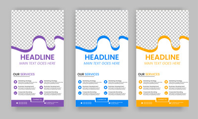 Business Roll Up Banner corporate Roll up background for Presentation, Vertical roll up, x-stand, exhibition display, Retractable banner