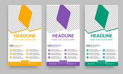 Business Roll Up Banner corporate Roll up background for Presentation, Vertical roll up, x-stand, exhibition display, Retractable banner