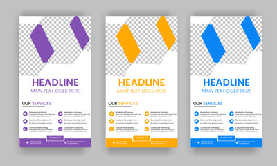 Business Roll Up Banner corporate Roll up background for Presentation, Vertical roll up, x-stand, exhibition display, Retractable banner