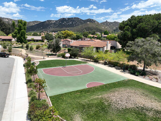 Basketball court in a housing community where everyone can play ball, San DIego