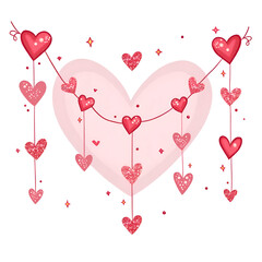 Celebrate love and joy with charming heart decorations in delightful colors and textures, digital illustration of romantic theme concept.