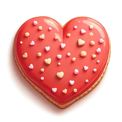 Indulge in the joy of a beautifully decorated heart shaped cookie that captures the essence of love and celebration, digital artwork of food illustration concept.