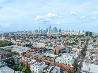 Obraz premium Aerial View of Hoboken and New Jersey Skyline on the background