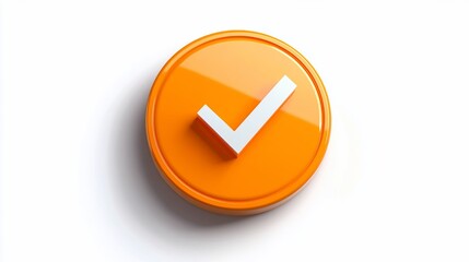 3D Render of Orange Check Mark Icon.